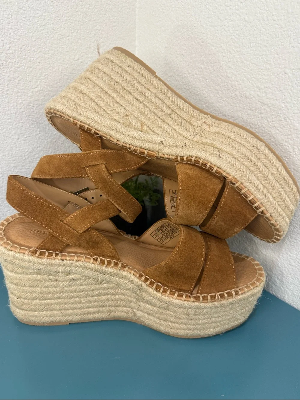 Soludos Tan Suede Espadrille Platform Sandals NWT